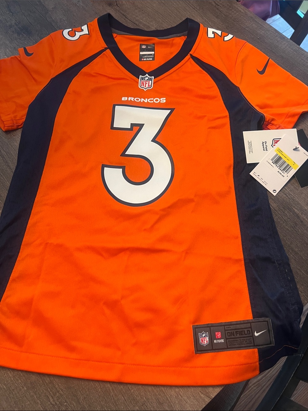 Nike russell wilson Denver Broncos  Orange and Navy #3 Football Jersey